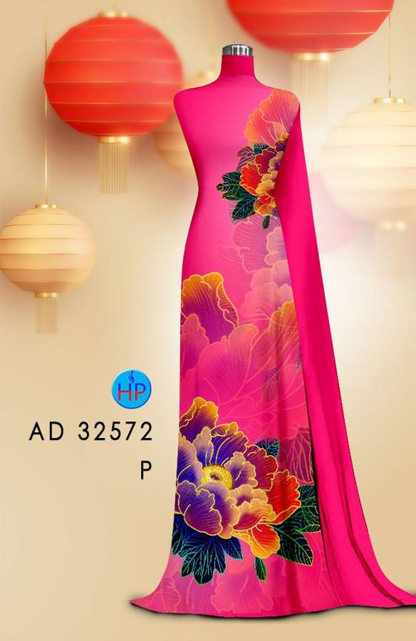 Vải Áo Dài Hoa In 3D AD 32572 8